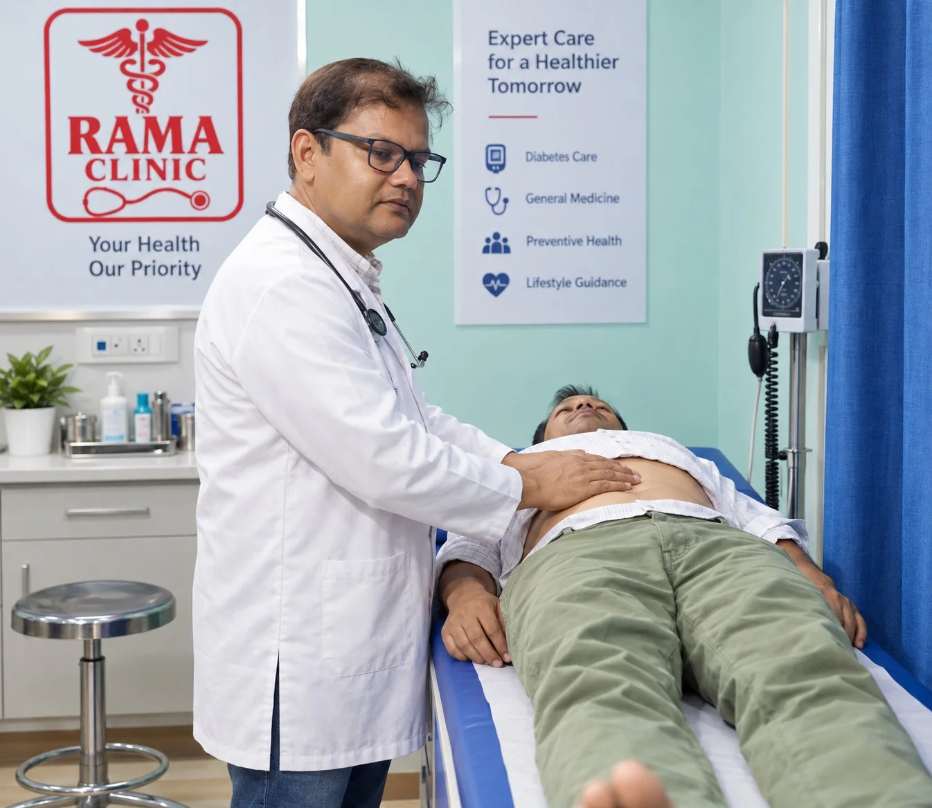 Patient examination with Dr. Vijay Lal at Rama Clinic